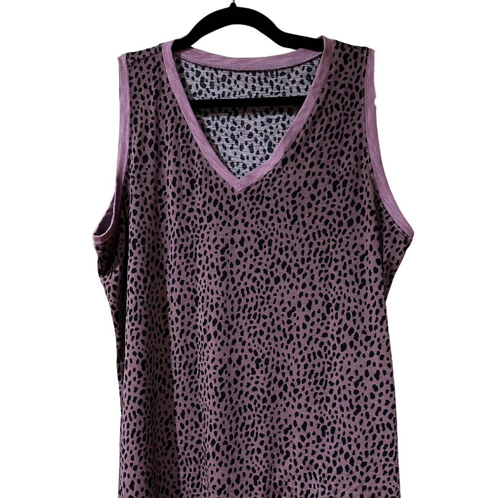 Evaless Purple / Black Cheetah Tank Top | XL